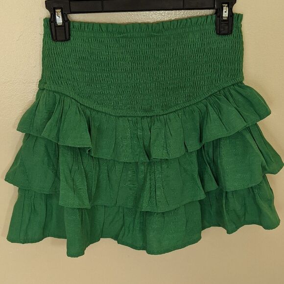 Idem Ditto Mini Skort Pull On Elastic Waist Tiered Ruffle Smocked Preppy Small - Picture 9 of 9